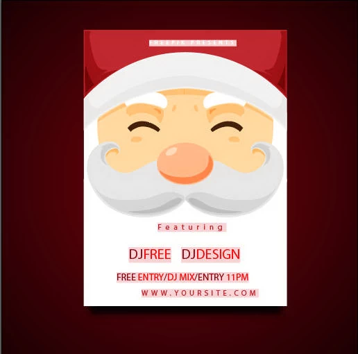 创意剪纸风圣诞节圣诞树圣诞老人麋鹿雪花3D立体海报PSD/AI素材模板【006】